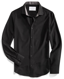 Construct Slim-fit Solid Performance Stretch Cooling Comfort Dress Shirt Black thumbnail 3