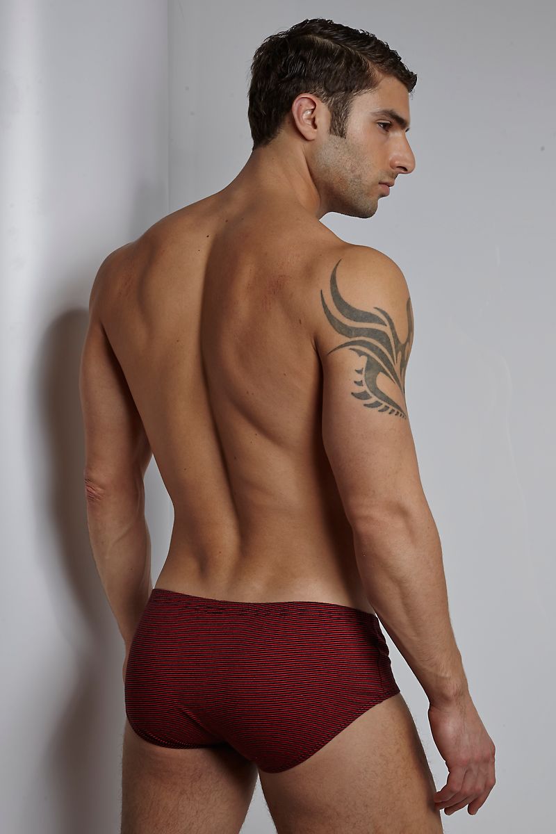 Contour Red Striped Basic Brief