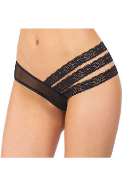 Coquette Black Asymmetrical Mesh Panty thumbnail 3