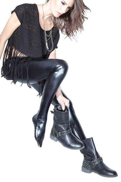 Coquette Black Footed Wet-Look Legging