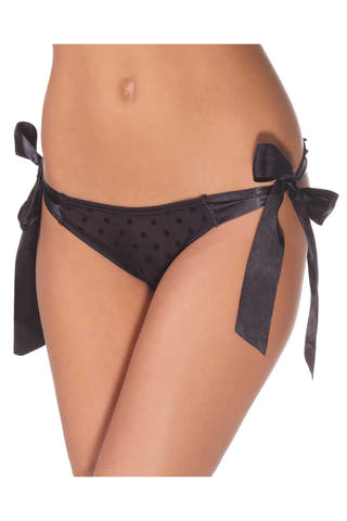 Coquette Black Polka Dot Mesh Panty
