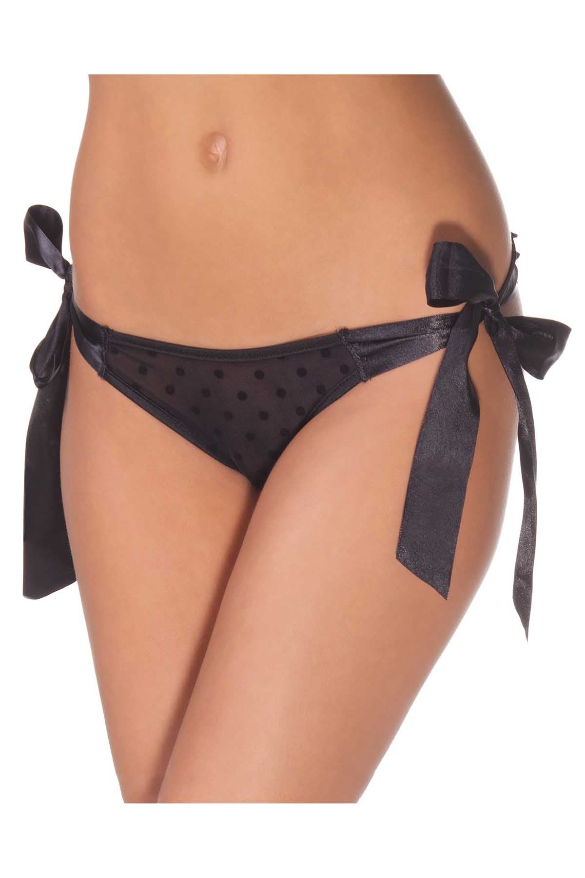 Coquette Black Polka Dot Mesh Panty