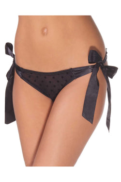 Coquette Black Polka Dot Mesh Panty thumbnail 1