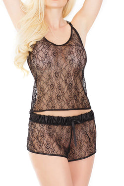 Coquette Black Rigid Lace Cami thumbnail 2