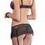 Coquette Black & Fuchsia Mesh Bra & Skirt Set with Garters