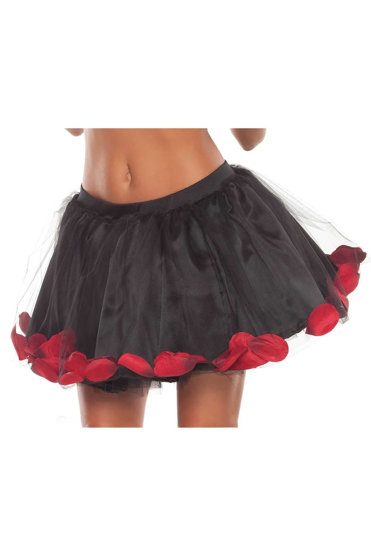 Coquette Black & Red Rose Petal Petticoat