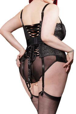 Coquette Black & Silver Metallic Lace Underwire Bustier thumbnail 4