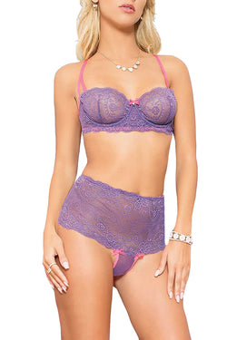 Coquette Lavender Bra & High-Waisted Thong Set thumbnail 2
