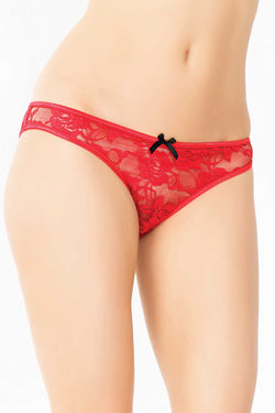 Coquette Red Lace Jingle Bells Crotchless Panty thumbnail 4