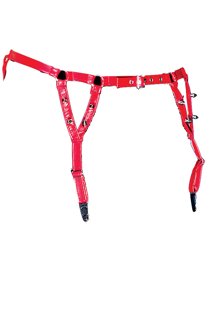 Coquette Red Pleather Garter Belt with Spikes