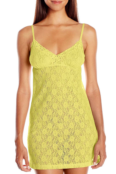 Cosabella Malibu Yellow Adore Semi Sheer Lace Babydoll Chemise