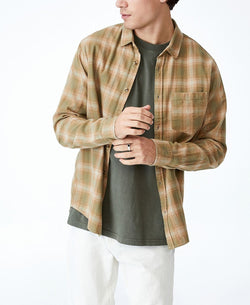Cotton On Camden Long Sleeve Shirt Tan Check thumbnail 2