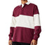 Cotton On Rugby Long Sleeve Polo Shirt Burgundy Mid Panel