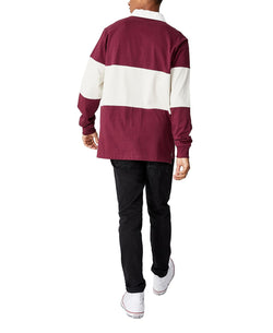 Cotton On Rugby Long Sleeve Polo Shirt Burgundy Mid Panel thumbnail 4