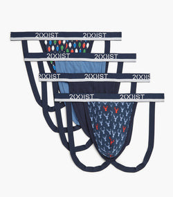 Cotton Stretch Jock Strap 3+1 Bonus Pack Blue thumbnail 1