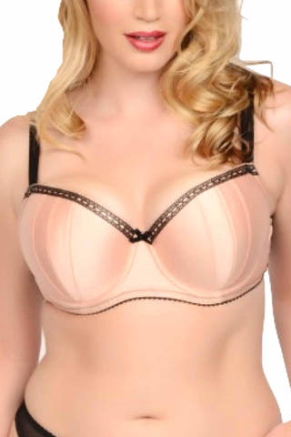 Crème Bralée Peach Satin Amanda Padded Clamshell Bra