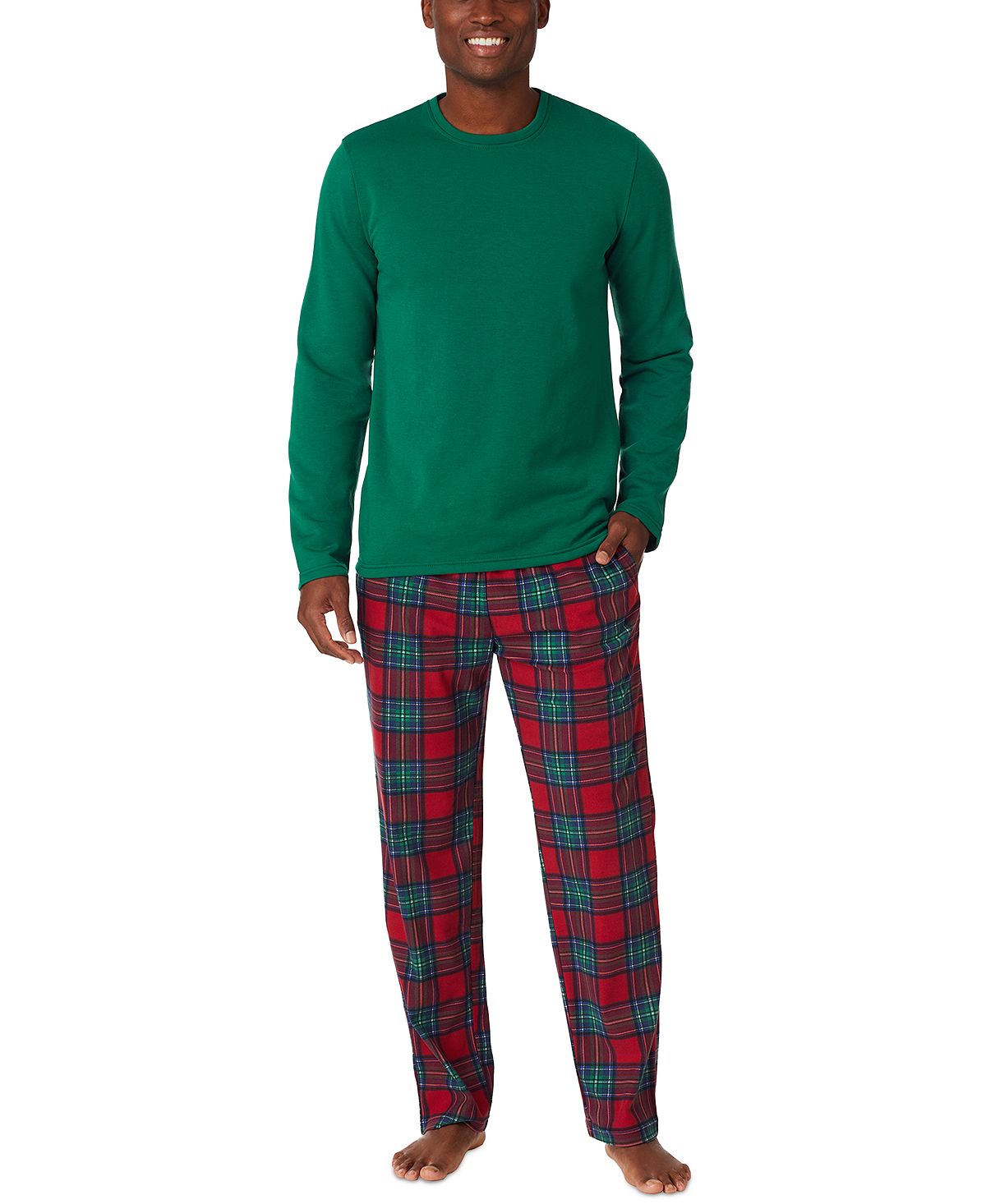 Cuddl Duds Cozy Lodge Printed Bottom Pajama Set Red Plaid