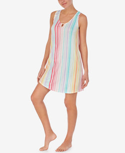 Cuddl Duds Lace-trim Printed Chemise Nightgown Multi stripe thumbnail 1