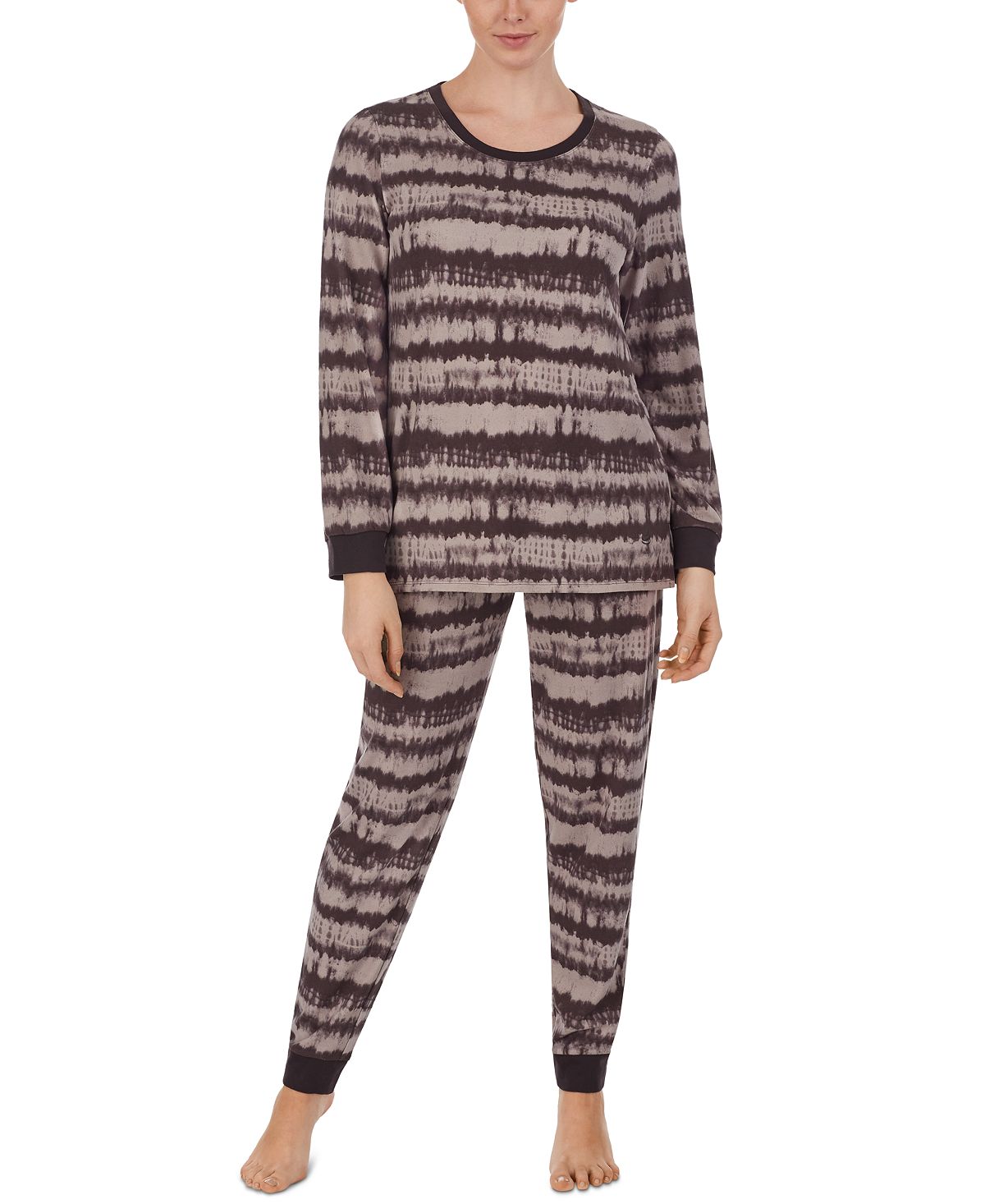 Cuddl Duds Printed Top & Jogger Pants Loungewear Set Coal Multi