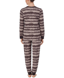 Cuddl Duds Printed Top & Jogger Pants Loungewear Set Coal Multi thumbnail 3
