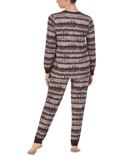 Cuddl Duds Printed Top & Jogger Pants Loungewear Set Coal Multi thumbnail 4