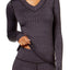 CuddlDuds Black/Grey Space-Dye Flex-Fit V-Neck Top
