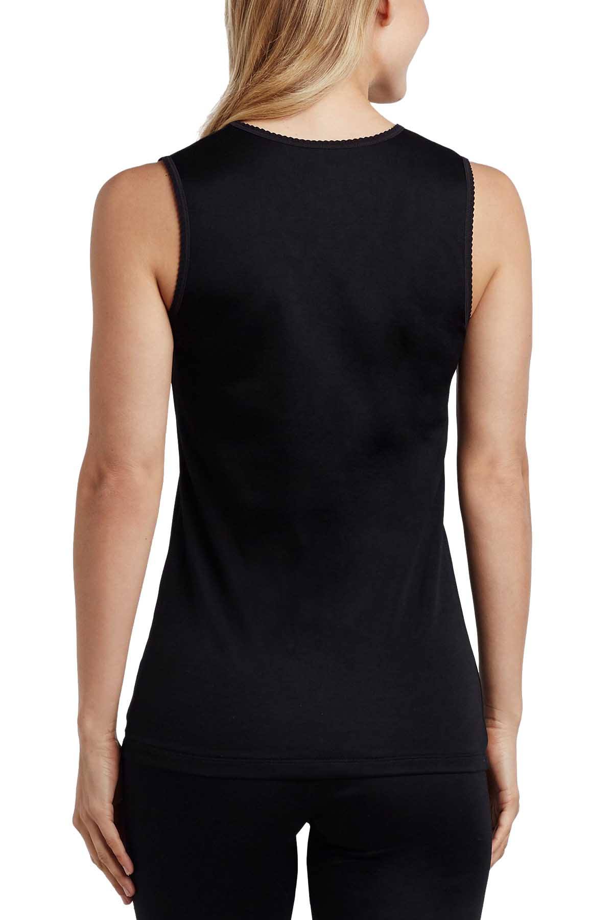CuddlDuds Black Softwear Lace-Trim V-Neck Tank Top