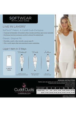 CuddlDuds Black Softwear Lace-Trim V-Neck Tank Top thumbnail 3