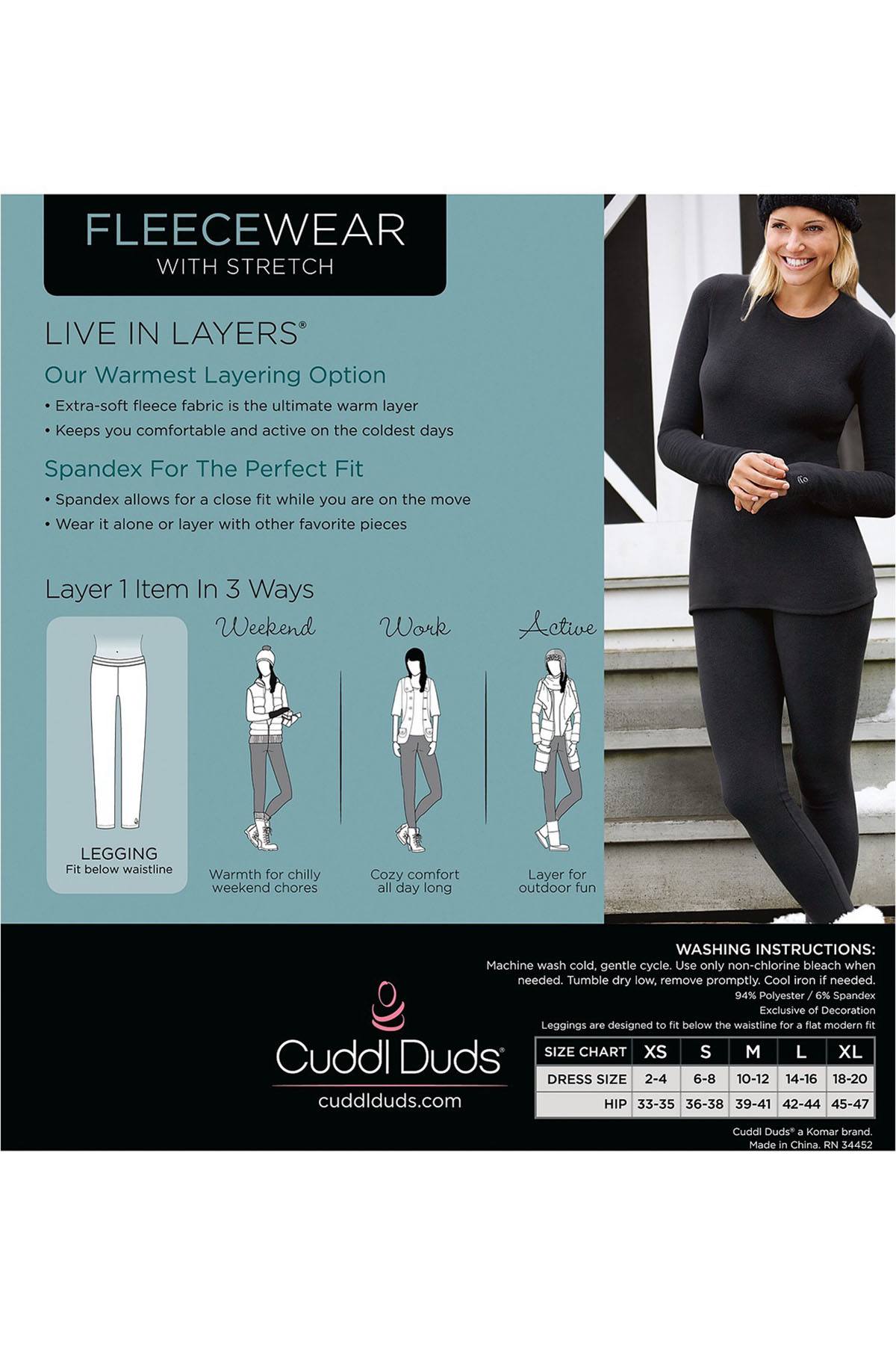 CuddlDuds Heather-Charcoal Fleecewear with Stretch Warm-Layer Legging