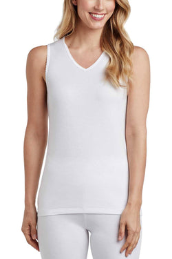 CuddlDuds White Softwear Lace-Trim V-Neck Tank Top thumbnail 1