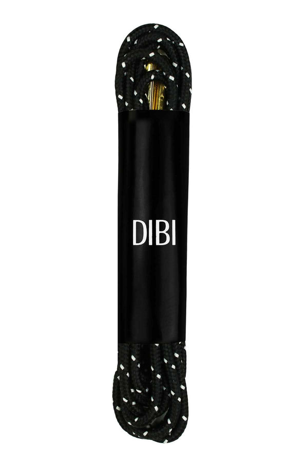 DIBI Black Polkadot Dress Shoelaces w/ Gold Aglets