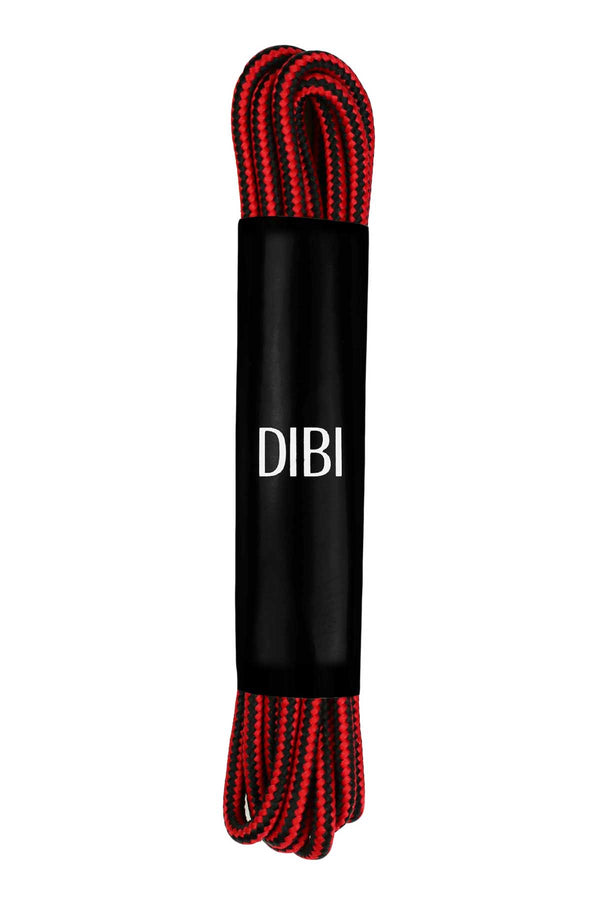DIBI Black/Red Striped Dress Shoelaces w/ Gold Aglets