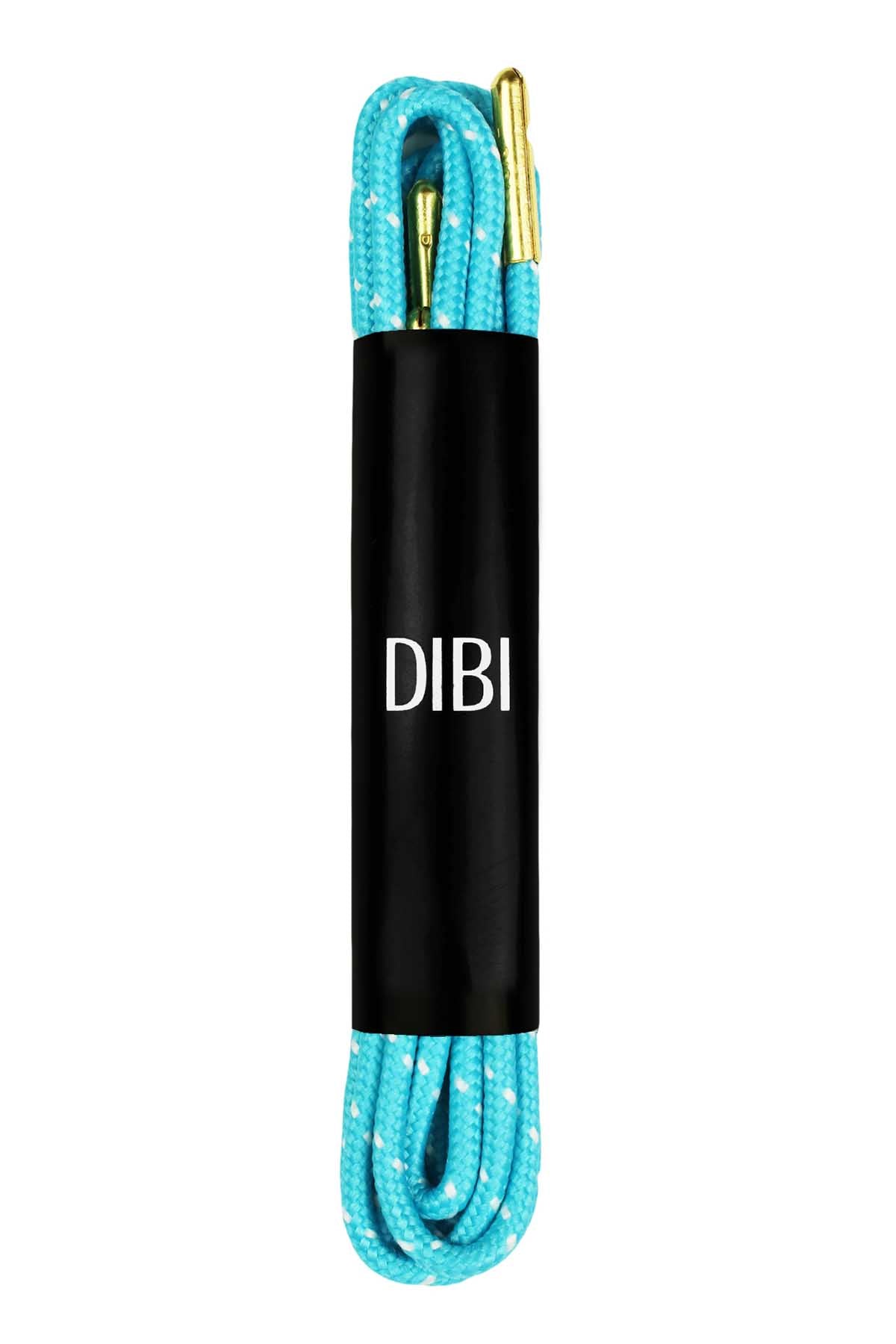 DIBI Bright-Blue Polkadot Dress Shoelaces w/ Gold Aglets