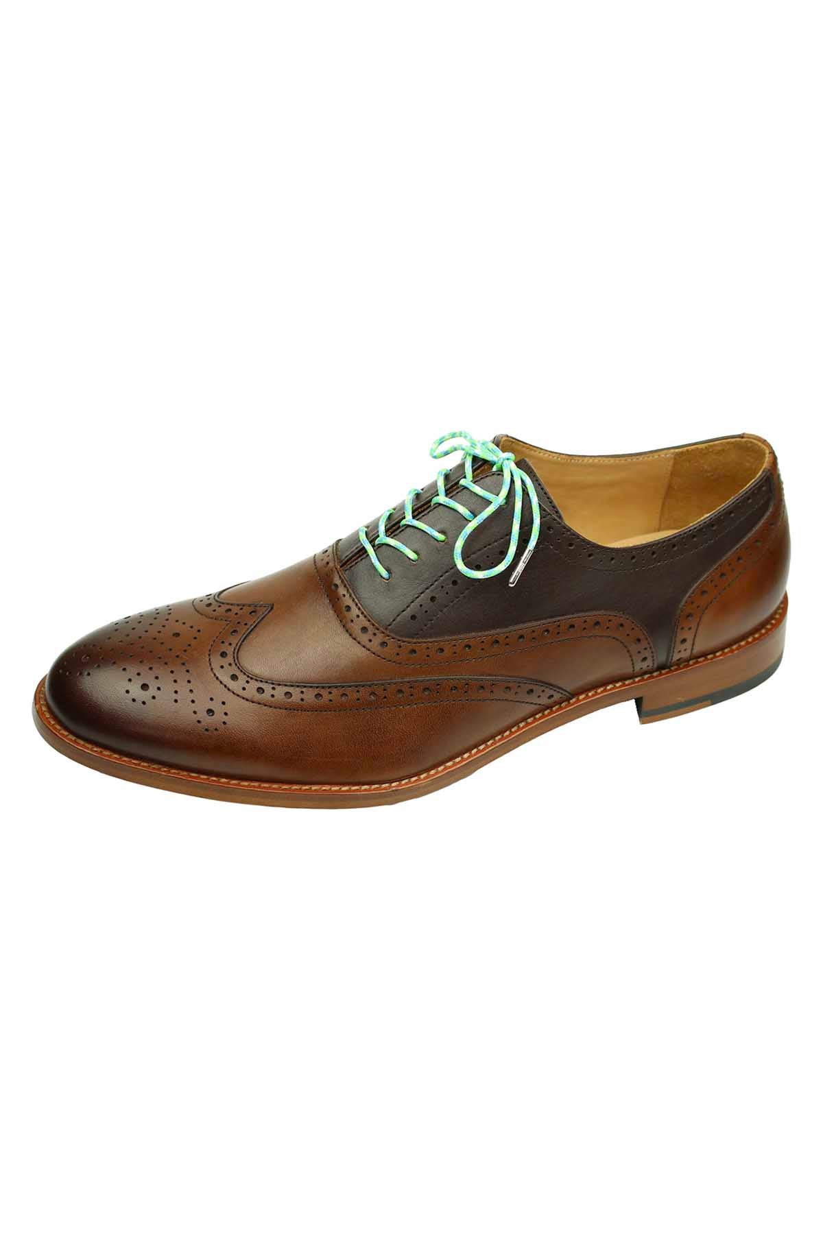 DIBI Bright Green, Blue, & White Dress Shoelaces w/ Silver Aglets