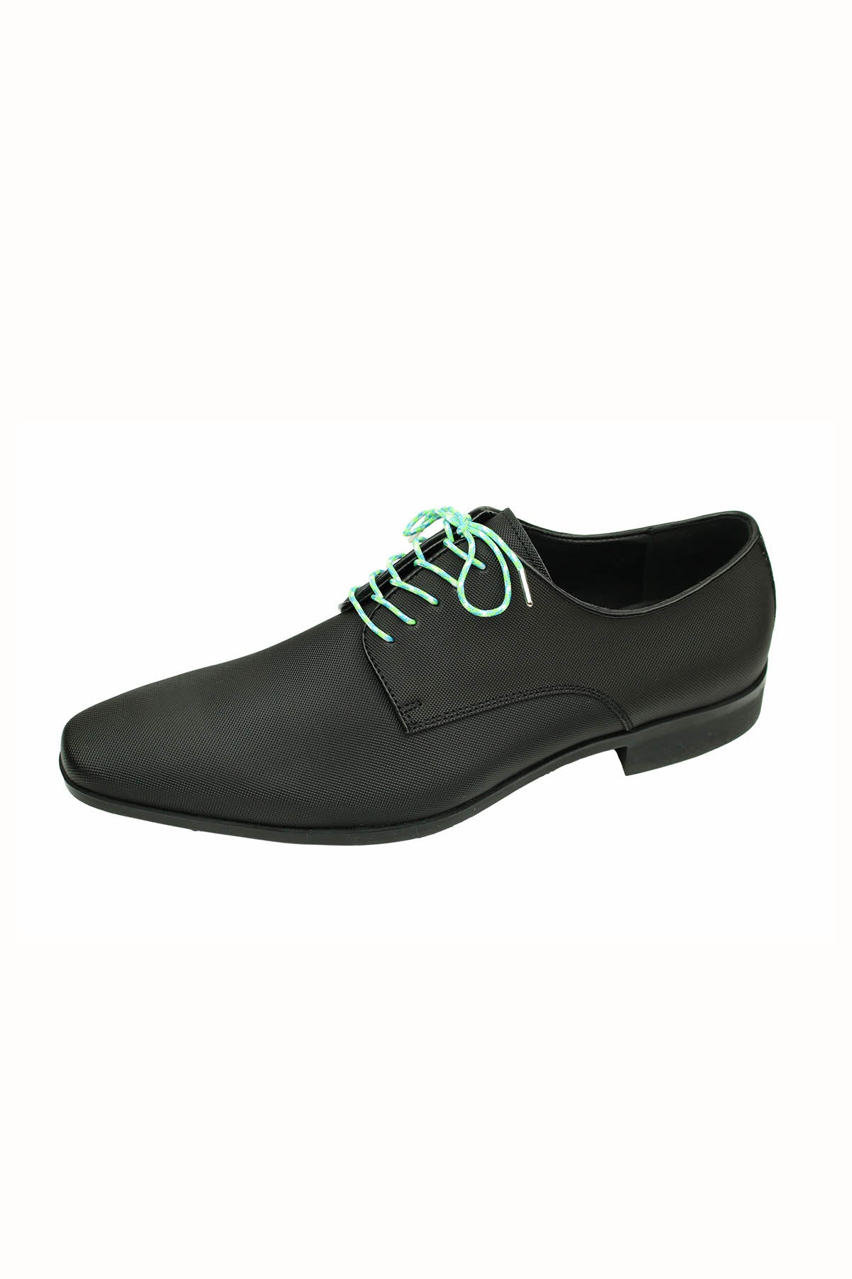 DIBI Bright Green, Blue, & White Dress Shoelaces w/ Silver Aglets