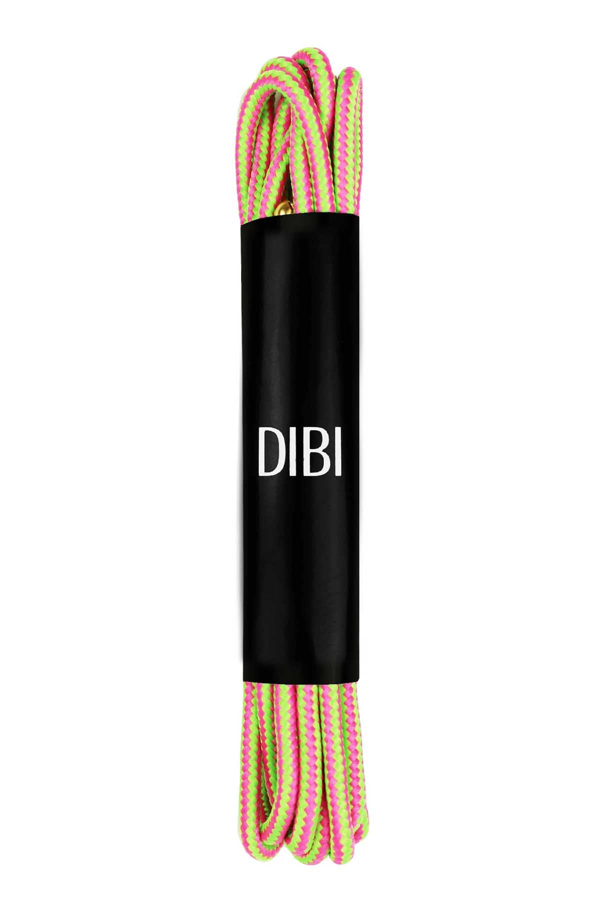 DIBI Bright-Green/Pink Striped Dress Shoelaces w/ Gold Aglets
