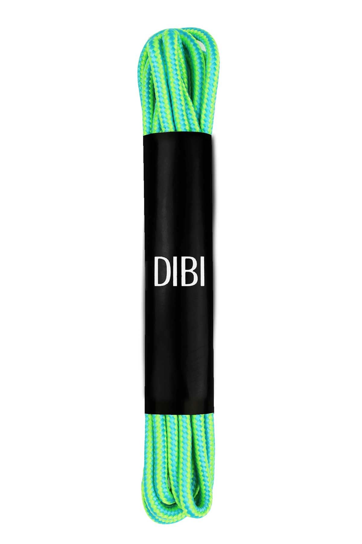 DIBI Bright-Green & Blue Dress Shoelaces w/ Gold Aglets