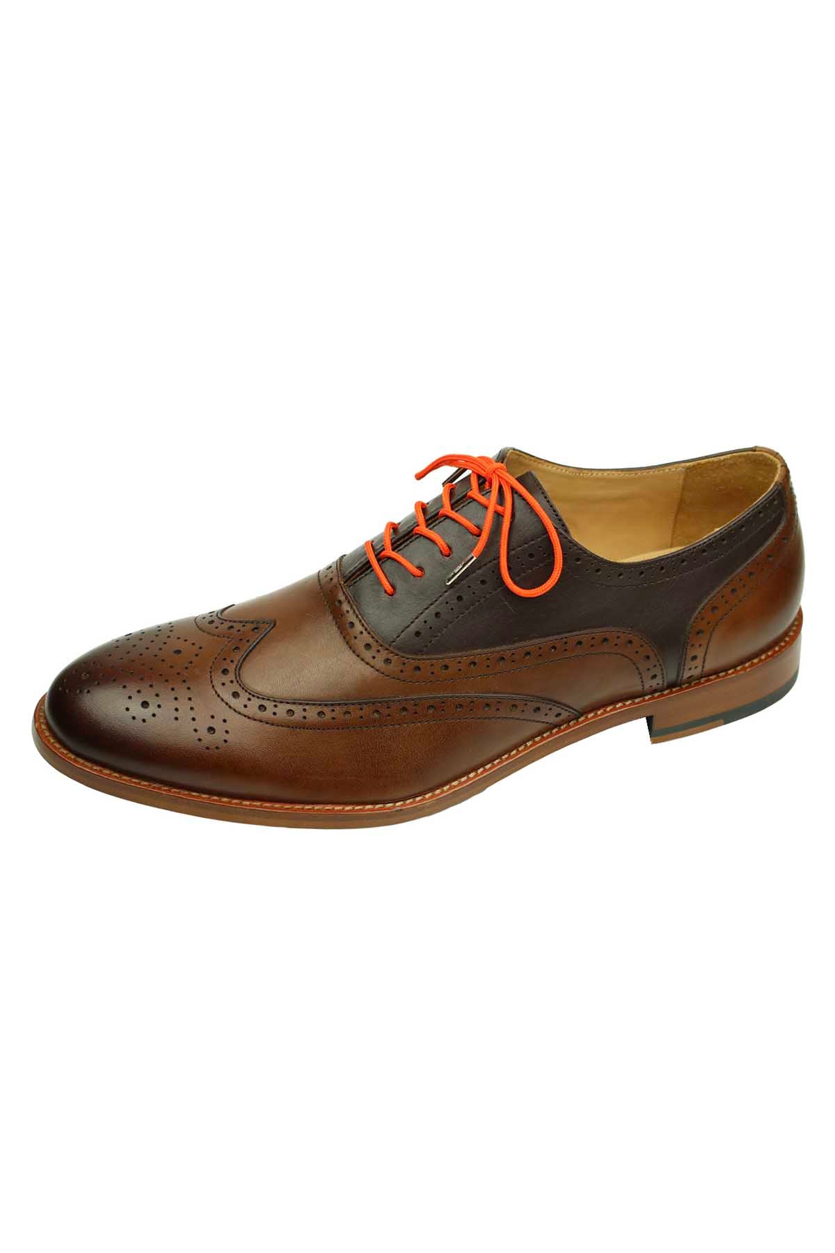 DIBI Bright-Orange Dress Shoelaces w/ Silver Aglets