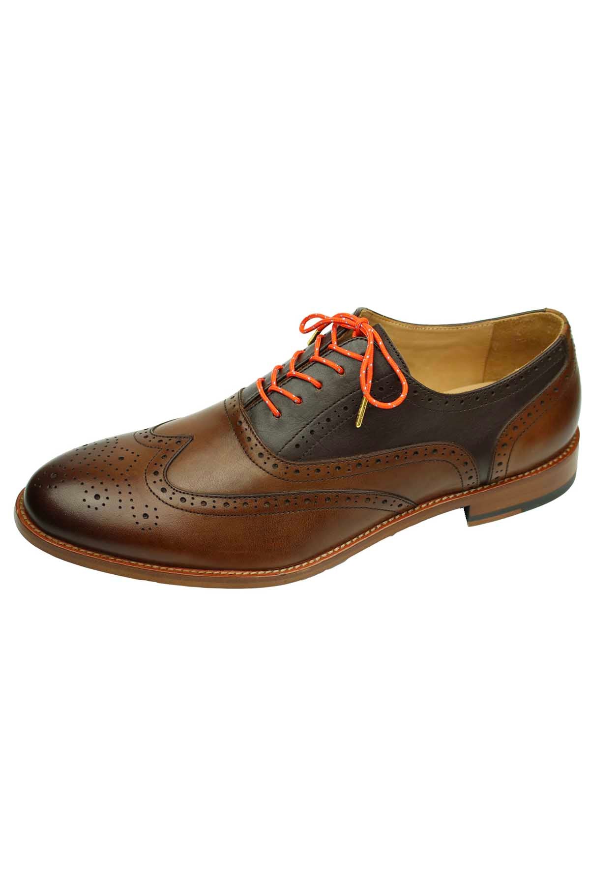 DIBI Bright-Orange Polkadot Dress Shoelaces w/ Gold Aglets