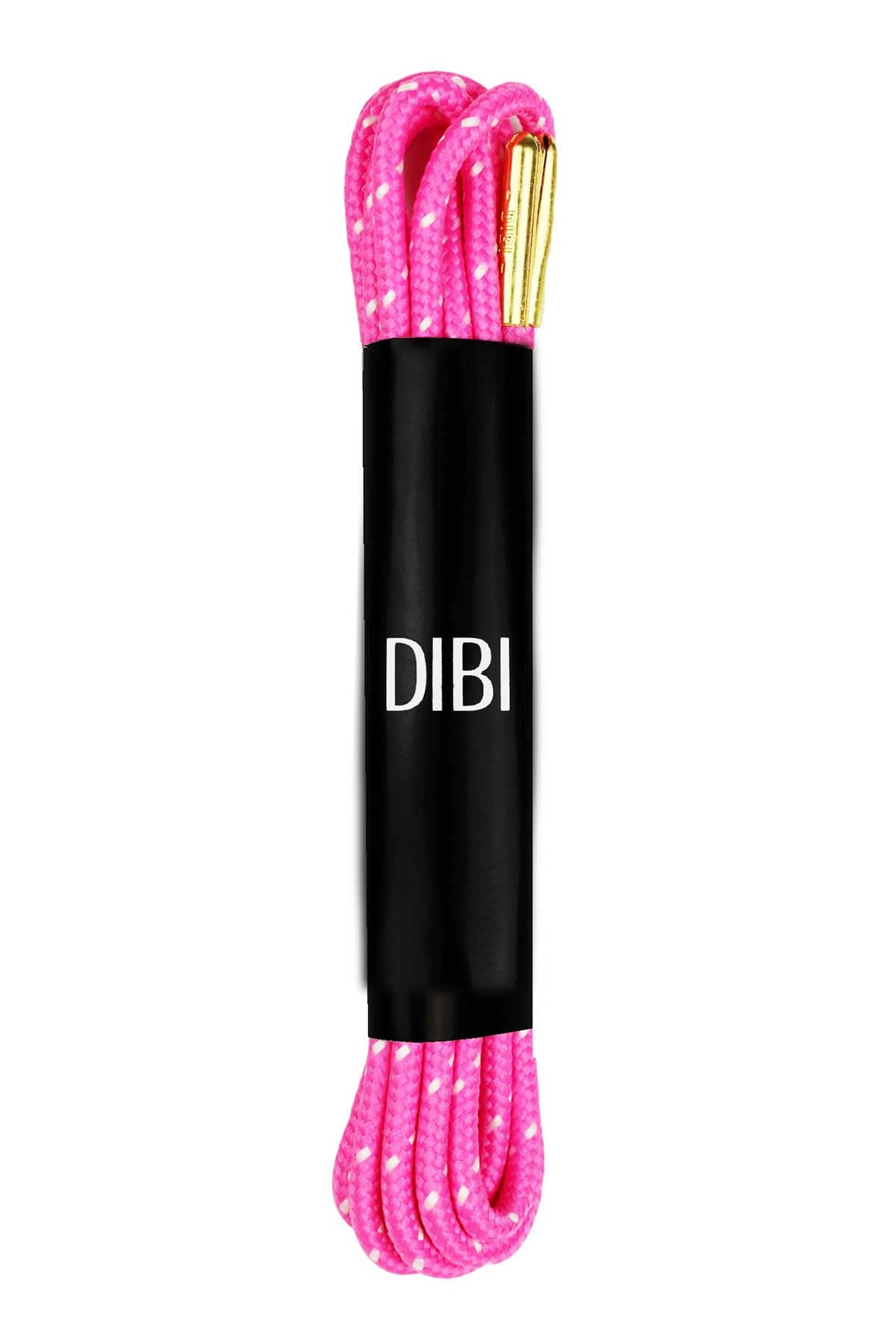 DIBI Bright-Pink Polkadot Dress Shoelaces w/ Gold Aglets