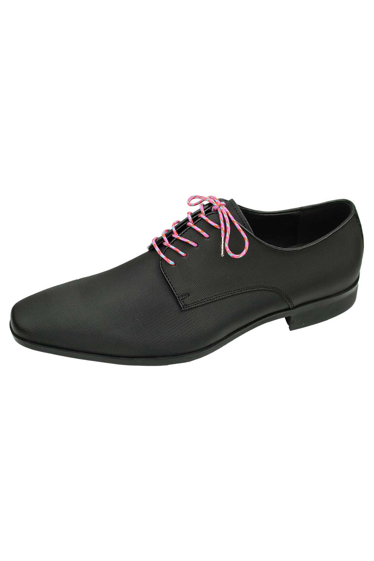 DIBI Bright Red/Pink/Blue Patterned Dress Shoelaces w/ Silver Aglets