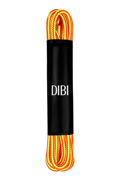 DIBI Bright-Red/Yellow Striped Dress Shoelaces w/ Gold Aglets
