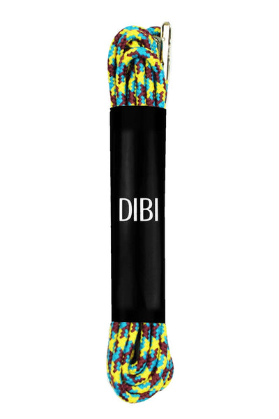 DIBI Burgundy/Blue/Yellow Patterned Dress Shoelaces w/ Silver Aglets