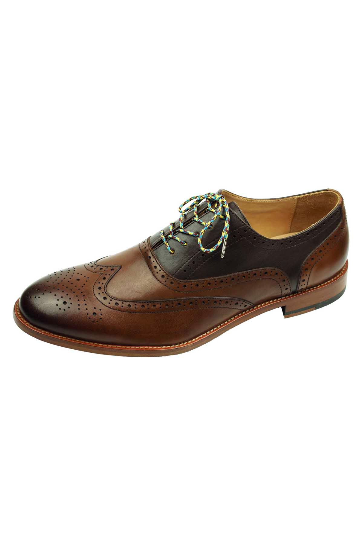 DIBI Burgundy/Blue/Yellow Patterned Dress Shoelaces w/ Silver Aglets