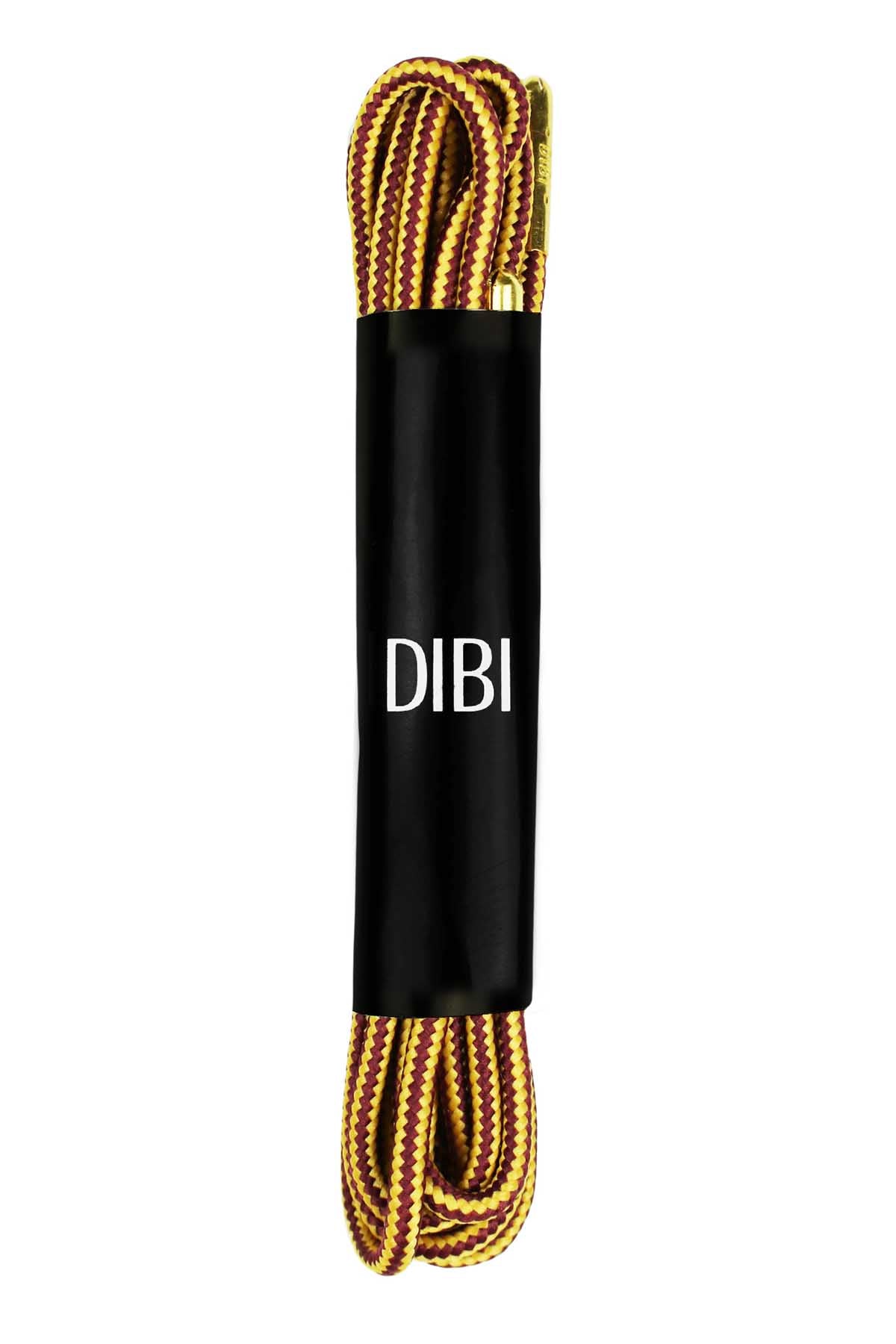 DIBI Burgundy/Gold Striped Dress Shoelaces w/ Gold Aglets