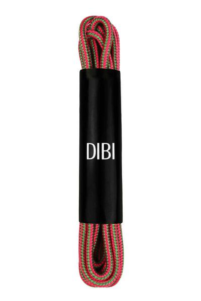 DIBI Green/Raspberry Striped Dress Shoelaces w/ Gold Aglets
