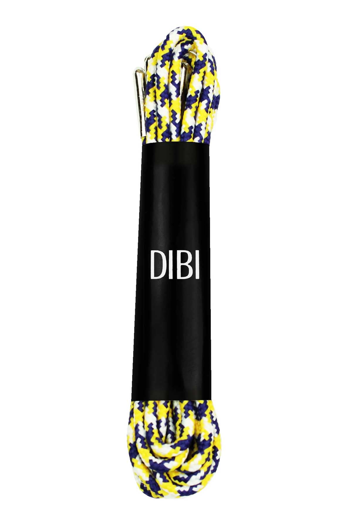 DIBI Navy/Yellow/White Patterned Dress Shoelaces w/ Silver Aglets