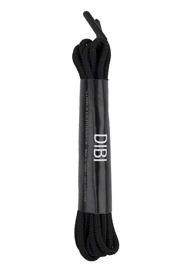 DIBI Solid-Black Dress Shoelaces w/ Black Aglets