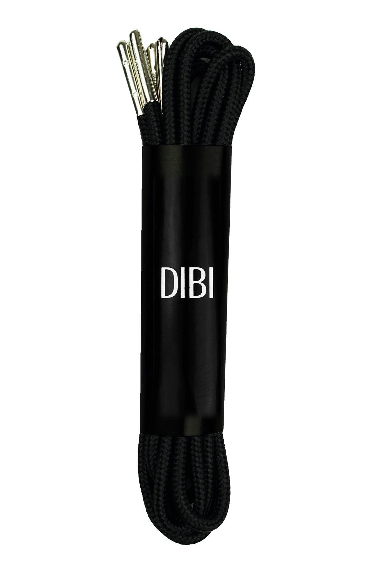 DIBI Solid-Black Dress Shoelaces w/ Silver Aglets
