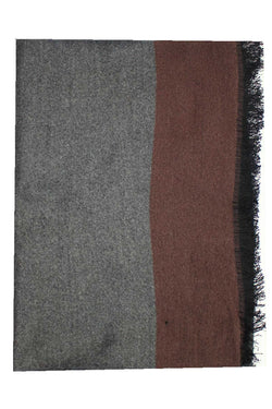 DIBI Solid Grey & Brown Trim Scarf thumbnail 2